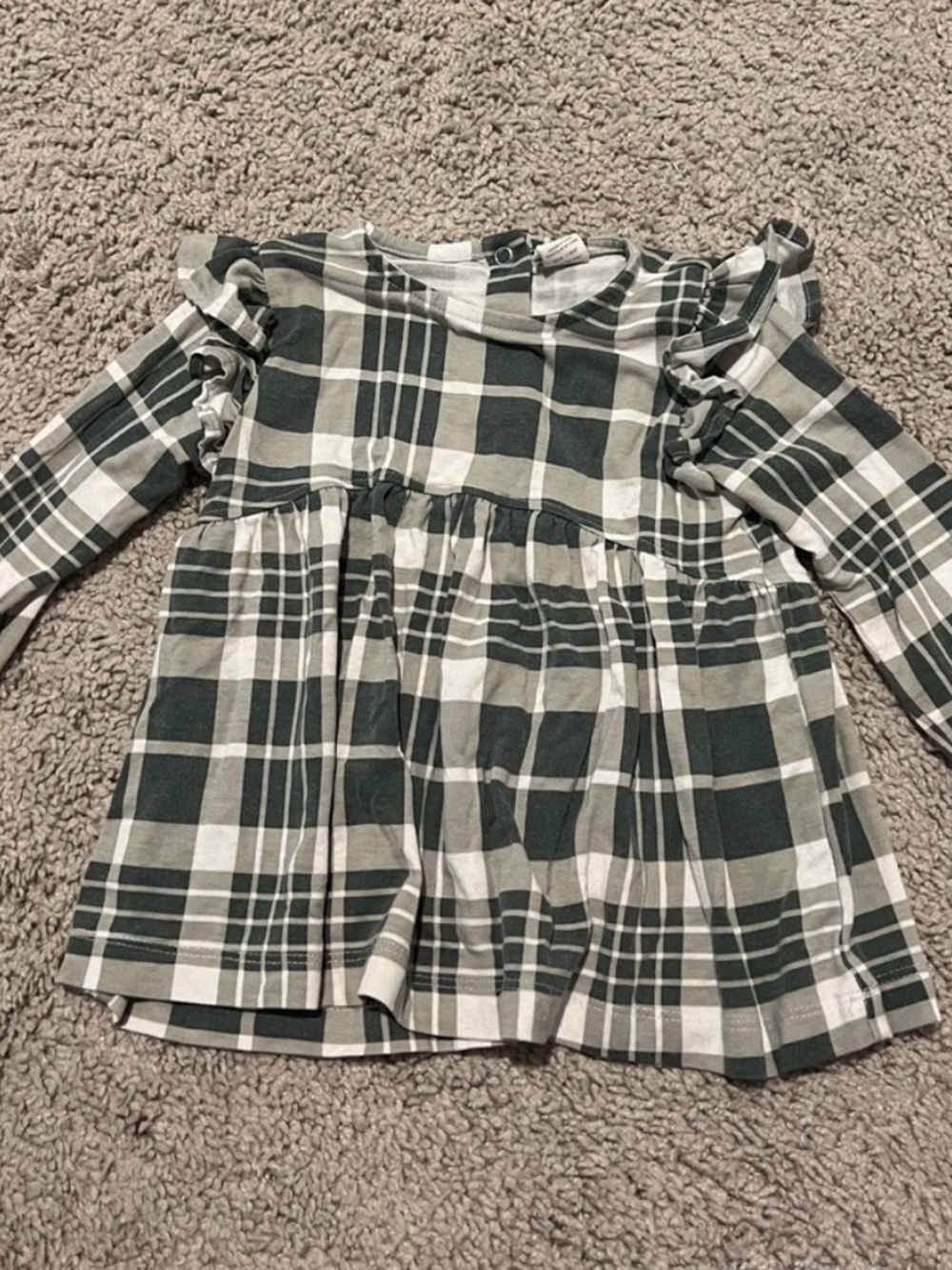 Kate Quinn Green & White Plaid Long-Sleeve Peplum Top